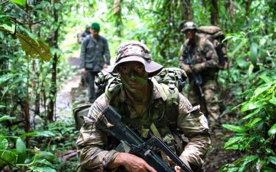 Members from 3rd Battalion, Royal 22e Régiment prepare for jungle warfare