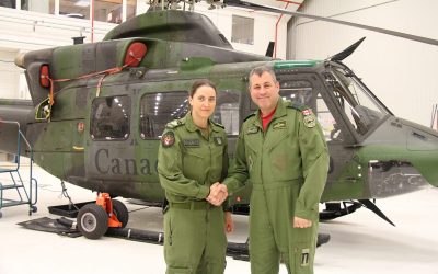 Second woman in the Canadian Army to receive her door gunner badge